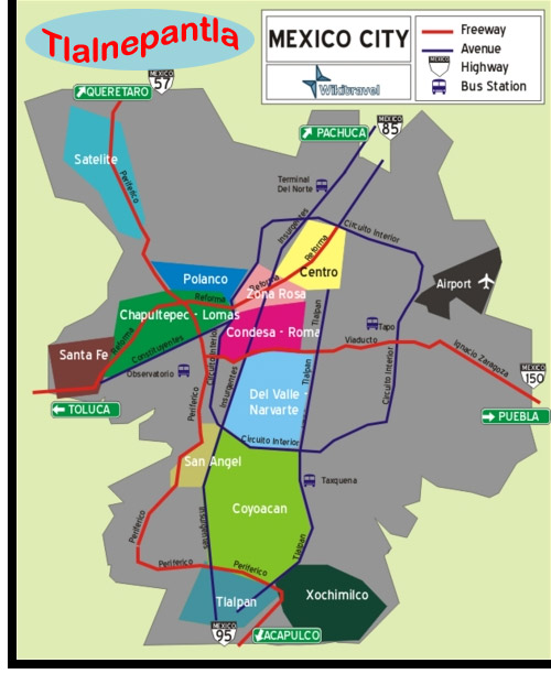 a Mexico City map showing neighborhoods